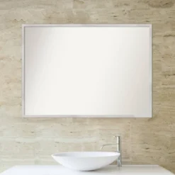 40" X 29" Non-Beveled Svelte Silver Wood Bathroom Wall Mirror - Amanti Art -Shower Room Store GUEST 7fc097ff ef6a 4ceb 8c95 1ad6e42c97b5