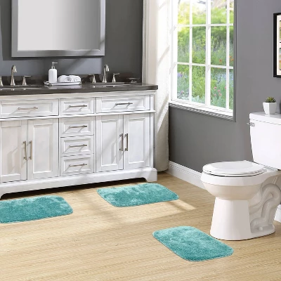 3pc Traditional Nylon Washable Bathroom Rug Set Seafoam - Garland Rug 1 3pc Traditional Nylon Washable Bathroom Rug Set Seafoam - Garland Rug