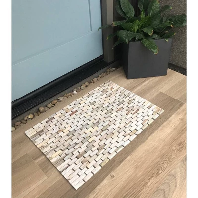 27.5" X 19.5" Teak Bath Math Ancient Stone - Hip-o Modern Living 4 27.5" X 19.5" Teak Bath Math Ancient Stone - Hip-o Modern Living - Image 4