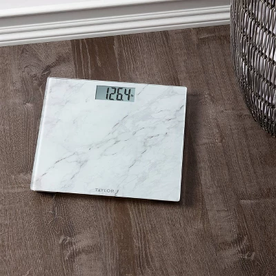 Glass Digital Scale With Marble Design White - Taylor 1 Glass Digital Scale With Marble Design White - Taylor