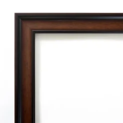 Amanti Art Cyprus Walnut Narrow Petite Bevel Wood Bathroom Wall Mirror 27 X 21 In.
