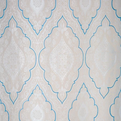 Kate Aurora Blue, White & Frosted Clear Moroccan Medallion Peva Vinyl Eco Friendly Shower Curtain - Standard Size 2 Kate Aurora Blue, White & Frosted Clear Moroccan Medallion Peva Vinyl Eco Friendly Shower Curtain - Standard Size - Image 2