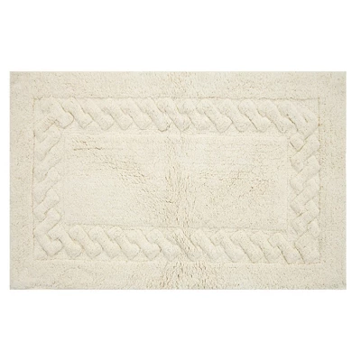 Chain Bath Rug 220 GSF Soft Plush Cotton Non Skid Back Ivory By Knightsbridge 3 Chain Bath Rug 220 GSF Soft Plush Cotton Non Skid Back Ivory By Knightsbridge - Image 3