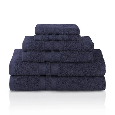Cotton 6 Piece Bath Towel Set, Plush And Quick Drying, Classic Ionic Jacquard Border And Embroidered Trim By Blue Nile Mills 14 Cotton 6 Piece Bath Towel Set, Plush And Quick Drying, Classic Ionic Jacquard Border And Embroidered Trim By Blue Nile Mills - Image 14