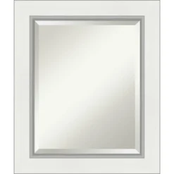 Eva White Silver Framed Bathroom Vanity Wall Mirror - Amanti Art -Shower Room Store GUEST 8a2a2841 ce9e 41a9 b3b0 526745fd3384