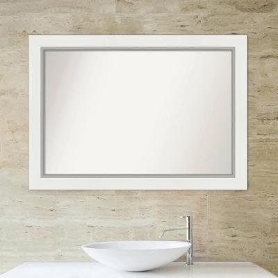 42" X 30" Non-Beveled Eva Bathroom Wall Mirror White - Amanti Art 5 42" X 30" Non-Beveled Eva Bathroom Wall Mirror White - Amanti Art - Image 5