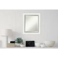 Eva White Silver Framed Bathroom Vanity Wall Mirror - Amanti Art -Shower Room Store GUEST 8bf93ca9 7b70 4f1b 9843 c74c656e8342