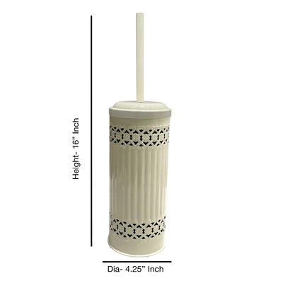 Laser Cut Ivory Step Garbage Trash Can & Toilet Brush Holder With Lid Ivory - Nu Steel 6 Laser Cut Ivory Step Garbage Trash Can & Toilet Brush Holder With Lid Ivory - Nu Steel - Image 6