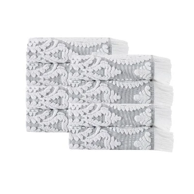 4pc Laina Turkish Cotton Bath Towel Set Silver - Enchante Home 2 4pc Laina Turkish Cotton Bath Towel Set Silver - Enchante Home - Image 2