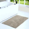 Knightsbridge Beautiful Circle Design Premium Quality Year Round Cotton With Non-Skid Back Bath Rug Stone