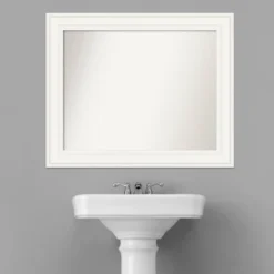 34" X 28" Non-Beveled Ridge White Bathroom Wall Mirror - Amanti Art -Shower Room Store GUEST 8e955429 0531 4e98 8cae b854d1fdd5c4