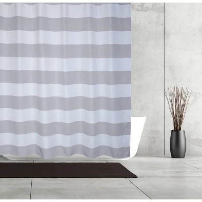 Queen Striped Waffle Linen Look Shower Curtain - Moda At Home 3 Queen Striped Waffle Linen Look Shower Curtain - Moda At Home - Image 3