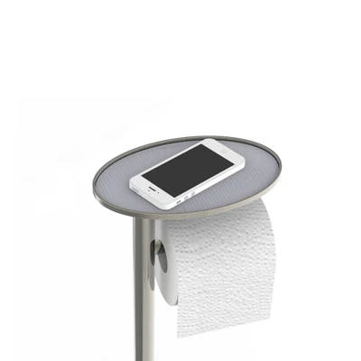 Ovo Multi Functional Toilet Caddy With Toilet Tissue Roll Reserve And Multi Use Tray Chrome - Better Living Products 2 Ovo Multi Functional Toilet Caddy With Toilet Tissue Roll Reserve And Multi Use Tray Chrome - Better Living Products - Image 2