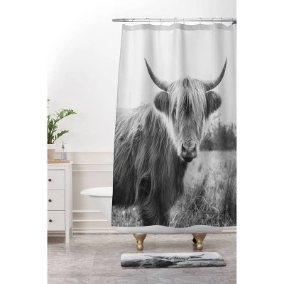 Chelsea Victoria Highland Cow Shower Curtain Black/White - Deny Designs 2 Chelsea Victoria Highland Cow Shower Curtain Black/White - Deny Designs - Image 2