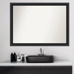 42" X 31" Non-Beveled Nero Wood Bathroom Wall Mirror Black - Amanti Art -Shower Room Store GUEST 93e9580a da42 4af6 b1d2 d8fe3ce0c076
