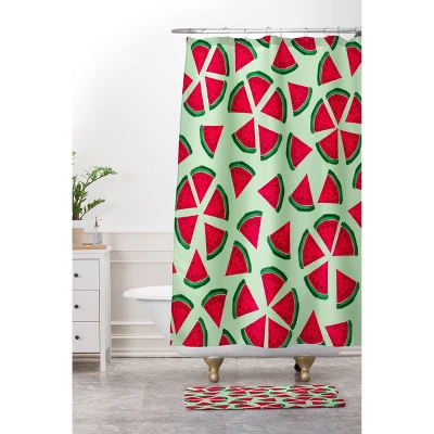 Kelli Murray Bloom Shower Curtain Green/Red - Deny Designs 2 Kelli Murray Bloom Shower Curtain Green/Red - Deny Designs - Image 2