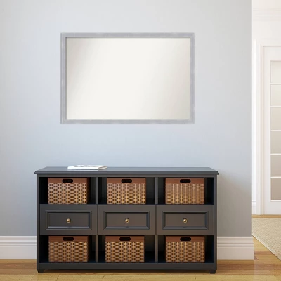 38" X 26" Non-Beveled Grace Narrow Bathroom Wall Mirror Brushed Nickel - Amanti Art 4 38" X 26" Non-Beveled Grace Narrow Bathroom Wall Mirror Brushed Nickel - Amanti Art - Image 4