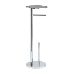 Ovo Multi Functional Toilet Caddy With Toilet Tissue Roll Reserve And Multi Use Tray Chrome - Better Living Products