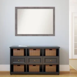 42" X 31" Non-Beveled Pinstripe Plank Gray Narrow Bathroom Wall Mirror - Amanti Art -Shower Room Store GUEST 989e52eb 1255 43ae 8b6d 03e06d01f117