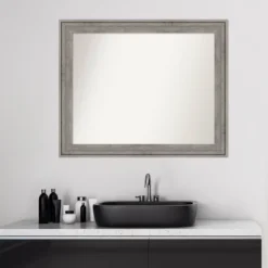 33" X 27" Non-Beveled Regis Barnwood Gray Wood Bathroom Wall Mirror - Amanti Art 13 33" X 27" Non-Beveled Regis Barnwood Gray Wood Bathroom Wall Mirror - Amanti Art -Shower Room Store GUEST 98f79728 cbca 4739 a168 d27ade65c5fc