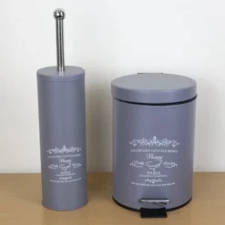 Home Basics Paris 3 Liter Waste Bin, Grey -Shower Room Store GUEST 99c9e4bf f43e 41d3 8e4e d7b536c51650