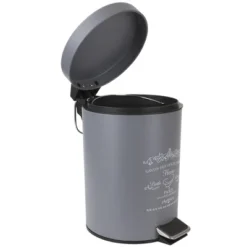 Home Basics Paris 3 Liter Waste Bin, Grey -Shower Room Store GUEST 99f51c1e af62 4f5a 85a6 36292795fd54