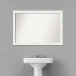 40" X 28" Non-Beveled Vanity White Narrow Bathroom Wall Mirror - Amanti Art -Shower Room Store GUEST 9ed4c69f d6e8 45ca b3c7 dd2ec59e8ff8