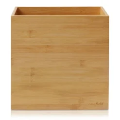 Casafield Bamboo Waste Basket, Rectangular Narrow Trash Can For Bathroom, Bedroom, Office