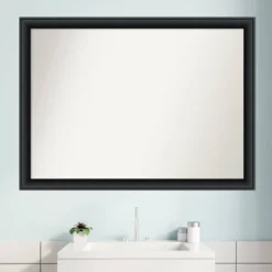42" X 31" Non-Beveled Nero Wood Bathroom Wall Mirror Black - Amanti Art -Shower Room Store GUEST a3189ef2 6989 42a6 8eee 39924342ee3d