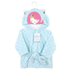 Hudson Baby Infant Girl Plush Animal Face Bathrobe, Mermaid, 0-9 Months