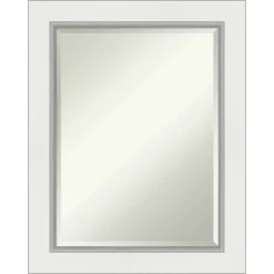 Eva White Silver Framed Bathroom Vanity Wall Mirror - Amanti Art -Shower Room Store GUEST a5a33c0d 64ad 4c42 a52b 1012551ca446