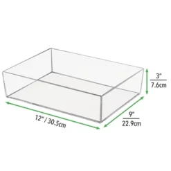 MDesign Plastic Bathroom Vanity Storage Organizer Tray Holder - Clear