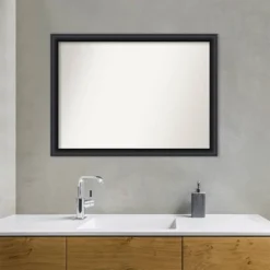 42" X 31" Non-Beveled Nero Wood Bathroom Wall Mirror Black - Amanti Art -Shower Room Store GUEST a7bccd3d 4ef9 4a22 966d 470583e95798