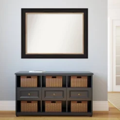 45" X 34" Non-Beveled Vogue Black Bathroom Wall Mirror - Amanti Art -Shower Room Store GUEST a9e95928 9d3f 4d45 b83b 81ccd2e72470