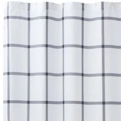 Printed Windowpane Shower Curtain White/Charcoal - Truly Soft