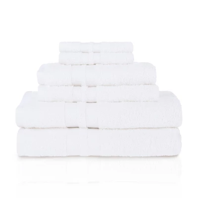 Cotton 6 Piece Bath Towel Set, Plush And Quick Drying, Classic Ionic Jacquard Border And Embroidered Trim By Blue Nile Mills 15 Cotton 6 Piece Bath Towel Set, Plush And Quick Drying, Classic Ionic Jacquard Border And Embroidered Trim By Blue Nile Mills - Image 15