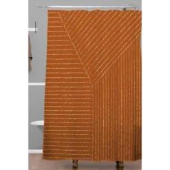 Summer Sun Home Art Lines Shower Curtain Rust - Deny Designs