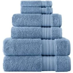 Laural Home Dusk Blue Spa Collection 6-Pc. Cotton Towel Set