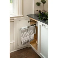 Rev-A-Shelf Under Cabinet Kitchen Steel 3 Prong Extension Pull Out Organization Dish Hand Towel Bar Rack