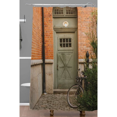 Hello Twiggs Knock-Knock Shower Curtain Green - Deny Designs 1 Hello Twiggs Knock-Knock Shower Curtain Green - Deny Designs