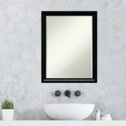 Amanti Art Steinway Black Scoop Petite Bevel Wood Bathroom Wall Mirror 27 X 21 In. -Shower Room Store GUEST afbd6775 7f3c 4a37 b9d0 552b45e742df