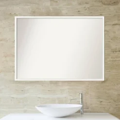 39" X 28" Non-Beveled Lucie Wood Bathroom Wall Mirror White - Amanti Art -Shower Room Store GUEST afc613aa 4df7 4547 b0ae 9536688d92bb