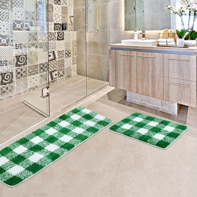 PiccoCasa Microfiber Plaid Bathroom Rugs Extra Soft Fluffy Absorbent Bath Mats For Bathroom 1 PiccoCasa Microfiber Plaid Bathroom Rugs Extra Soft Fluffy Absorbent Bath Mats For Bathroom