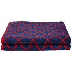 Plush And Absorbent Cotton Oversized 2-Piece Geometric Diamond 34" X 68" Bath Sheet Set - Blue Nile Mills -Shower Room Store GUEST b212be84 c61e 49e0 8c75 66a922a692b8