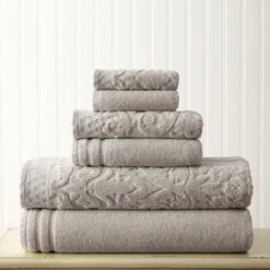 Modern Threads Damask Jacquard 6 Piece Towel Set With Embellished Border. -Shower Room Store GUEST b30b4841 1ce2 4798 ad37 59c6dd2195e2