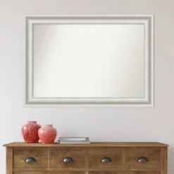 42" X 30" Non-Beveled Parlor White Bathroom Wall Mirror - Amanti Art -Shower Room Store GUEST b323fa43 3f15 4d30 bc19 453aad616637