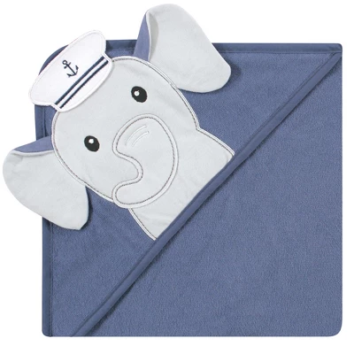 Hudson Baby Infant Boy Cotton Rich Hooded Towels, Sailor Elephant, One Size 3 Hudson Baby Infant Boy Cotton Rich Hooded Towels, Sailor Elephant, One Size - Image 3