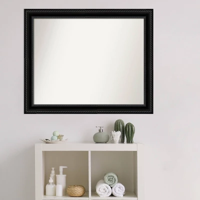 32" X 26" Non-Beveled Corded Bathroom Wall Mirror Black - Amanti Art 6 32" X 26" Non-Beveled Corded Bathroom Wall Mirror Black - Amanti Art - Image 6