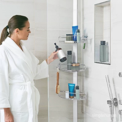 8' Simplehuman Tension Shower Caddy Silver 1 8' Simplehuman Tension Shower Caddy Silver