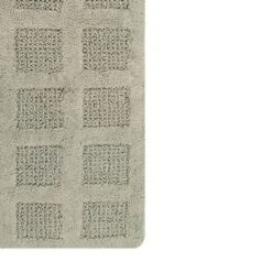 Square Honeycomb 100% Cotton Reversible Bath Rug Sage By Knightsbridge